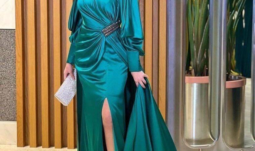 Women’s Evening Dresses Green Satin Dress