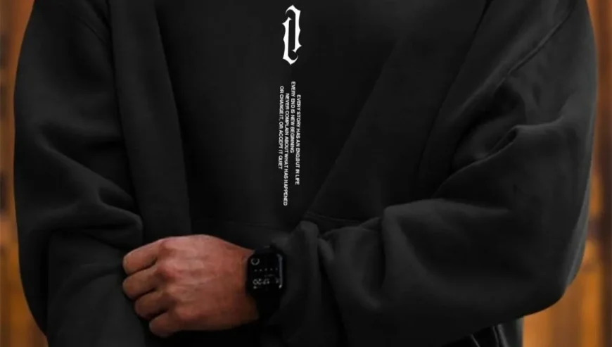 Erkek Siyah Oversize Kapşonlu Sweatshirt